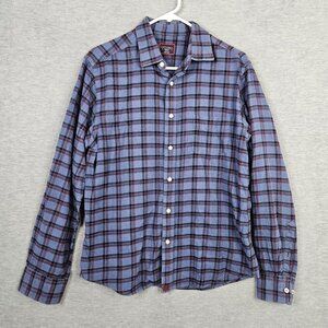 Untuckit Scavino Men's Button Up Plaid Check Flannel Solid Cotton Shirt Size M